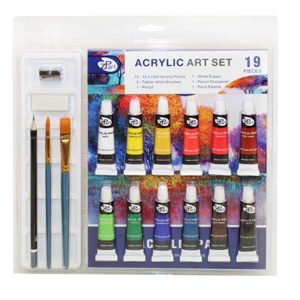 AKRYLFÄRGTUBER 12ML 12ST 19-PACK