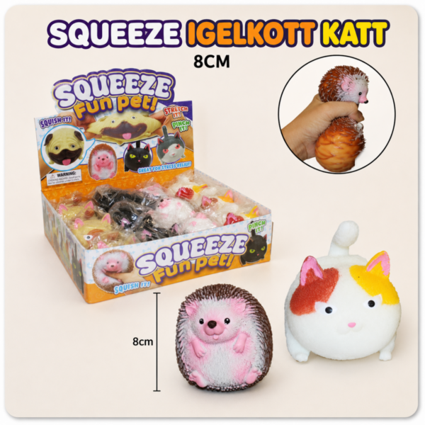 SQUEEZE IGELKOTT/KATT 8CM